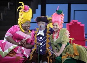 Ronnita Nicole Miller (Tisbe), Allesandro Corbelli (Don Magnifico), and Stacey Tappan (Clorinda)