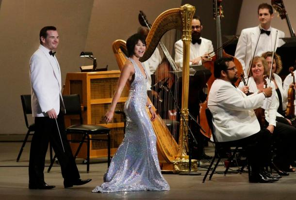 Lionel Bringuier and Yuja Wang (photo by Lawrence K. Ho)