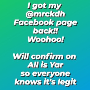 I finally got my Facebook page&nbsp;back